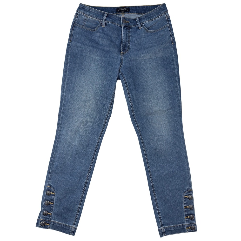Talbots Flawless Five-Pocket Jeans 6 Womens Button Cuff Ankle Blue